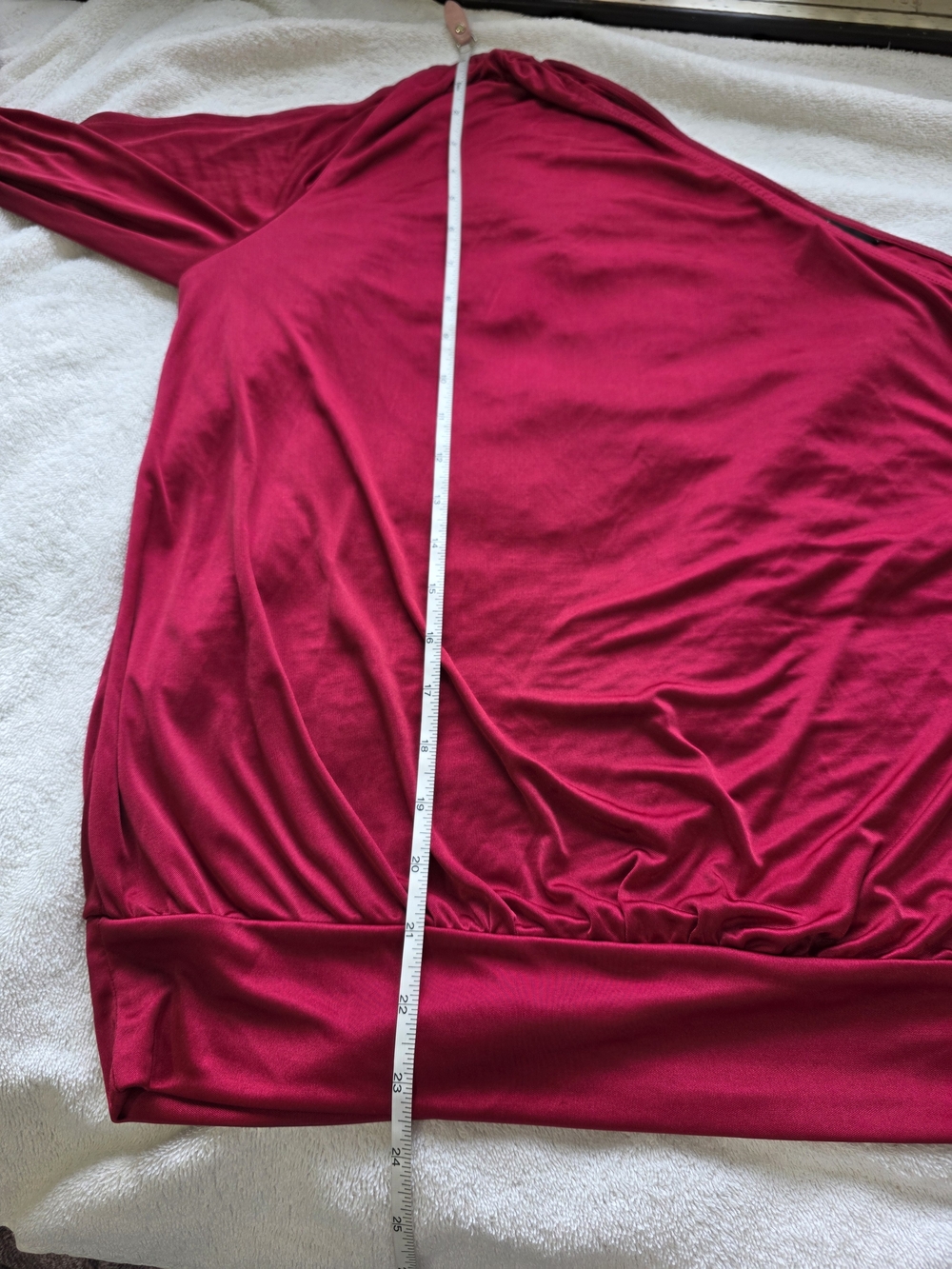 Moda International Raspberry One Shoulder Split Sleeve Top Size Large - Picture 8 of 9